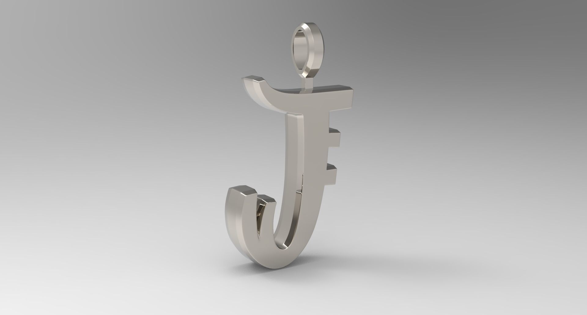 J Letter Pendant Platinum 3D print model_3