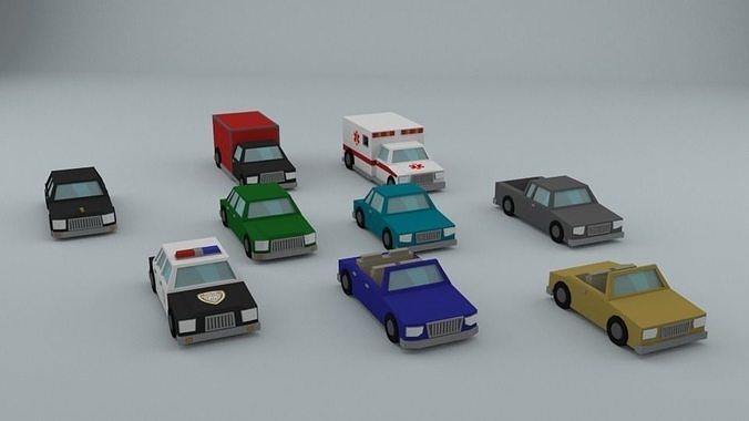 Low Poly Car Pack Low-poly 3D model