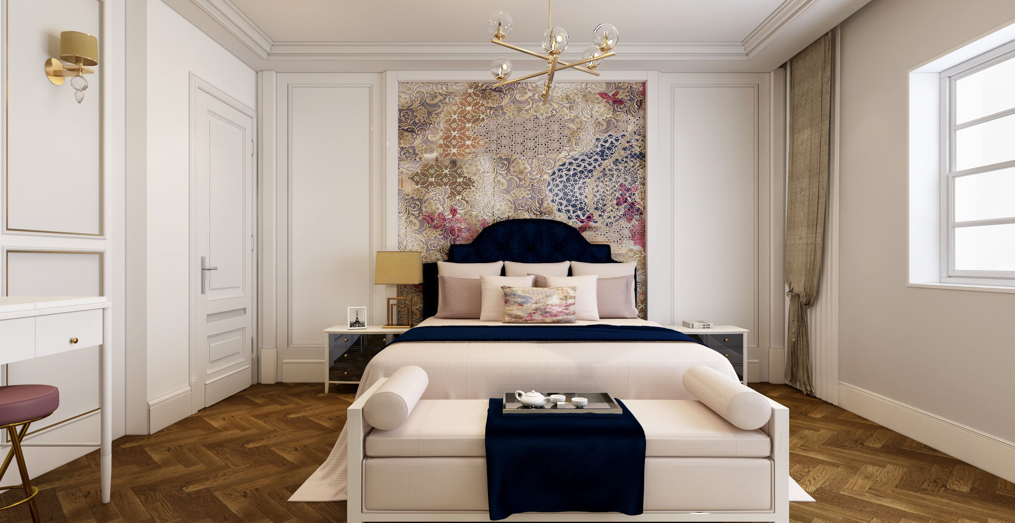 3d Luxury Bed Room 3D model_4