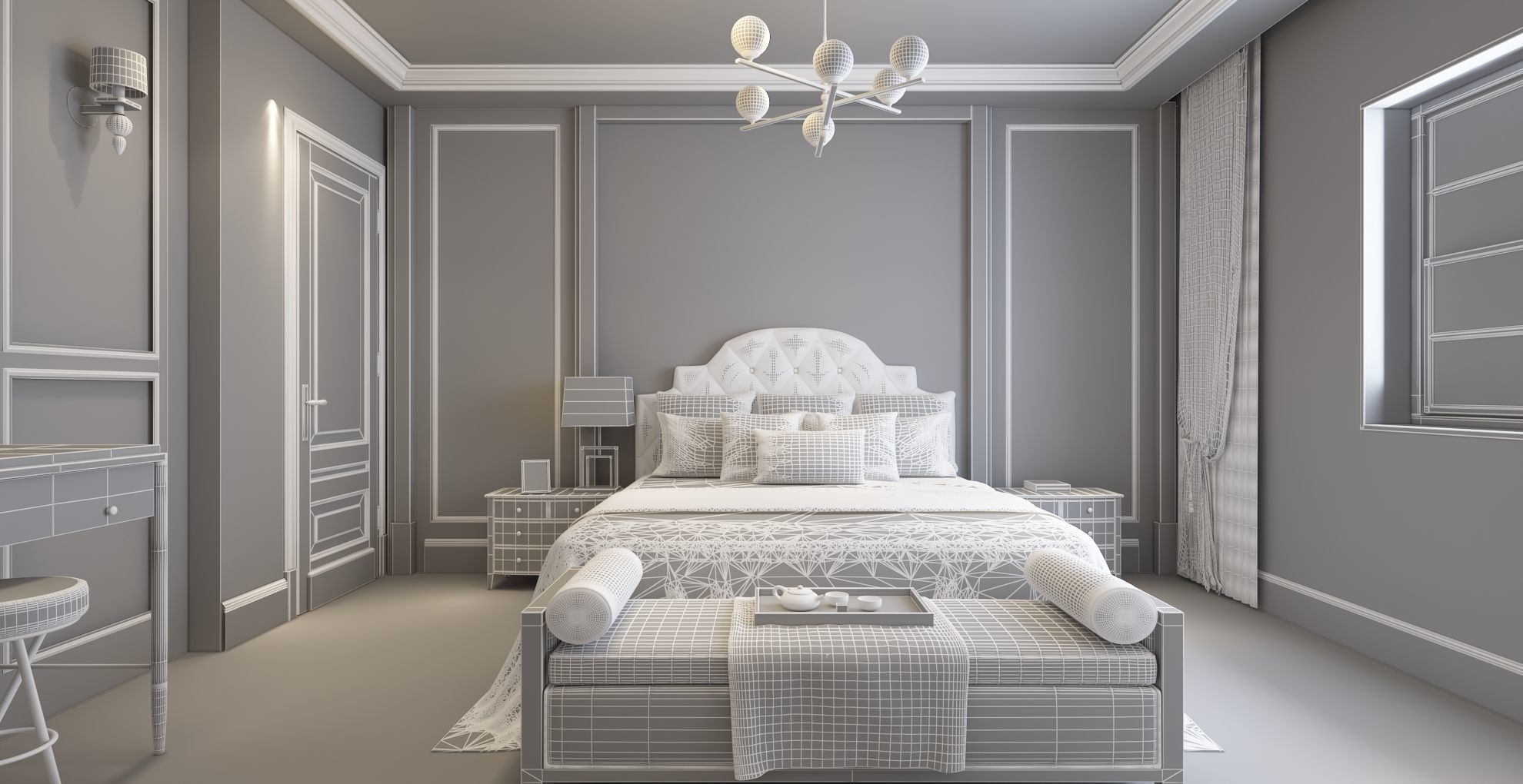 3d Luxury Bed Room 3D model_10