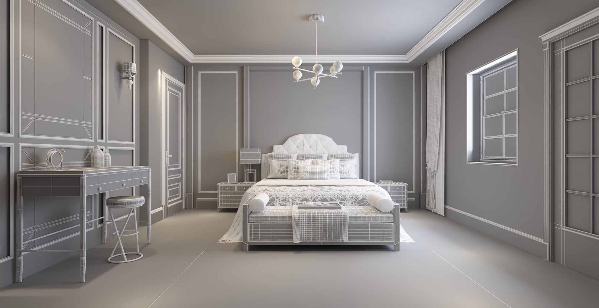 3d Luxury Bed Room 3D model_5
