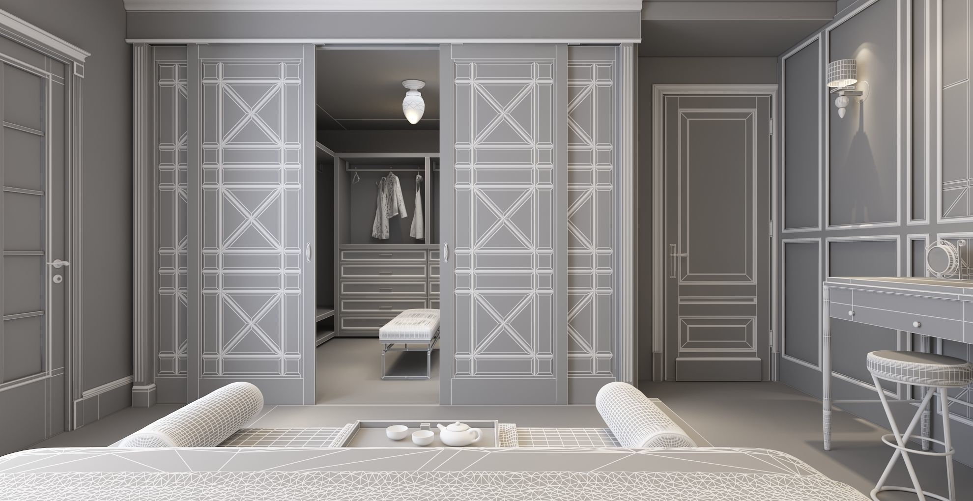 3d Luxury Bed Room 3D model_8