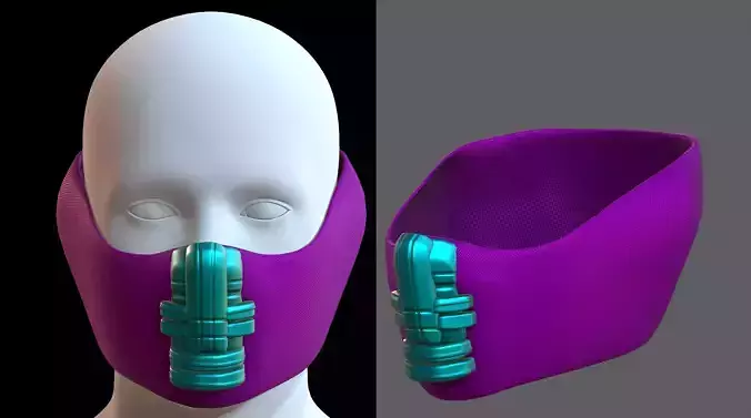 Gas mask helmet 3d model scifi Low-poly 