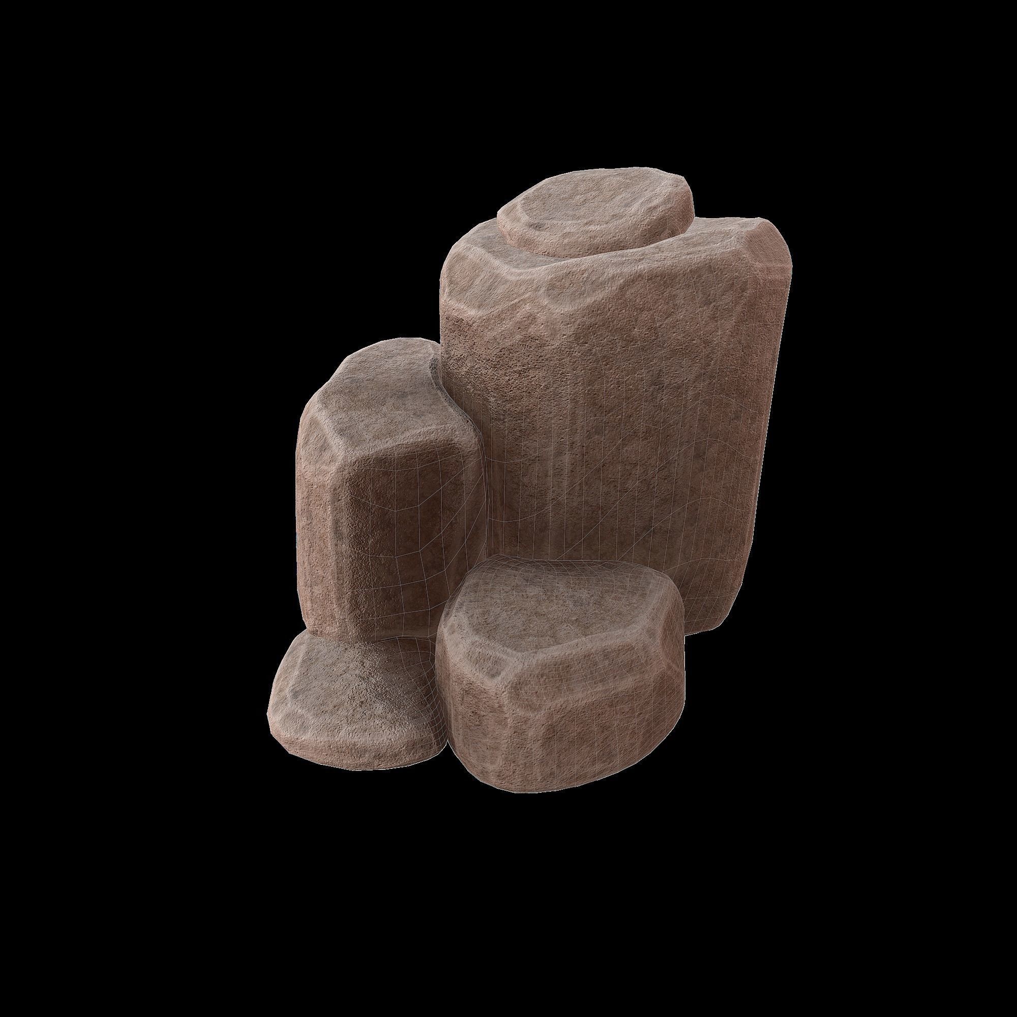 Stylized- Stone-Rock Asset - Low-poly 3D model - PACK-01 Low-poly 3D model_13