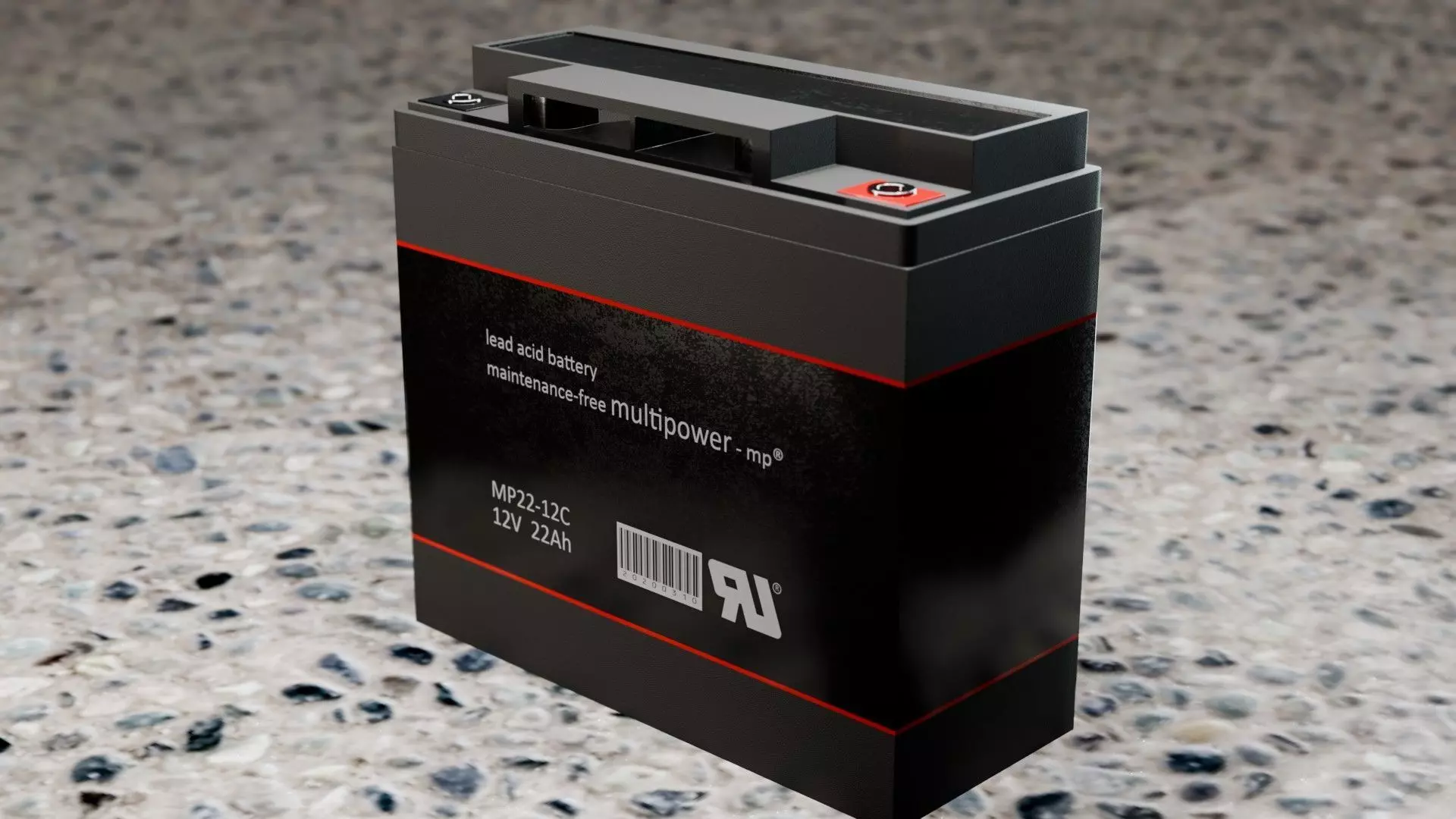 Battery 12V Low-poly 3D model_1