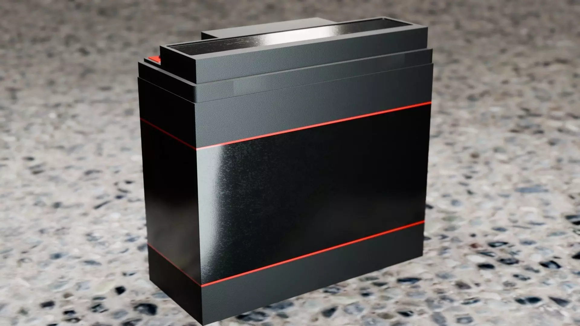 Battery 12V Low-poly 3D model_4