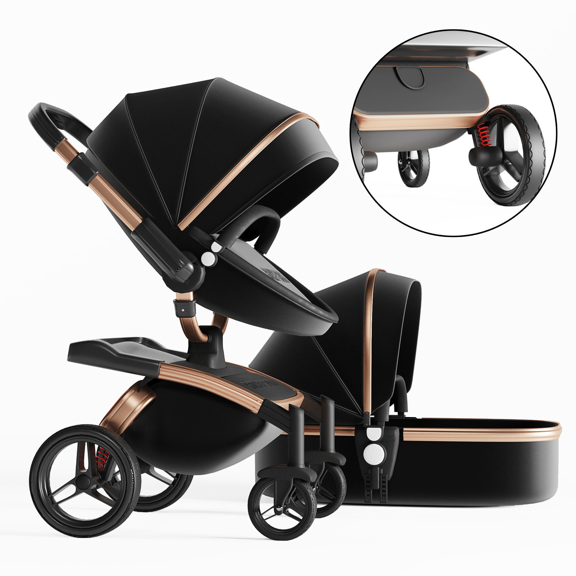3dasset babyfond stroller and carriage 3D model_2
