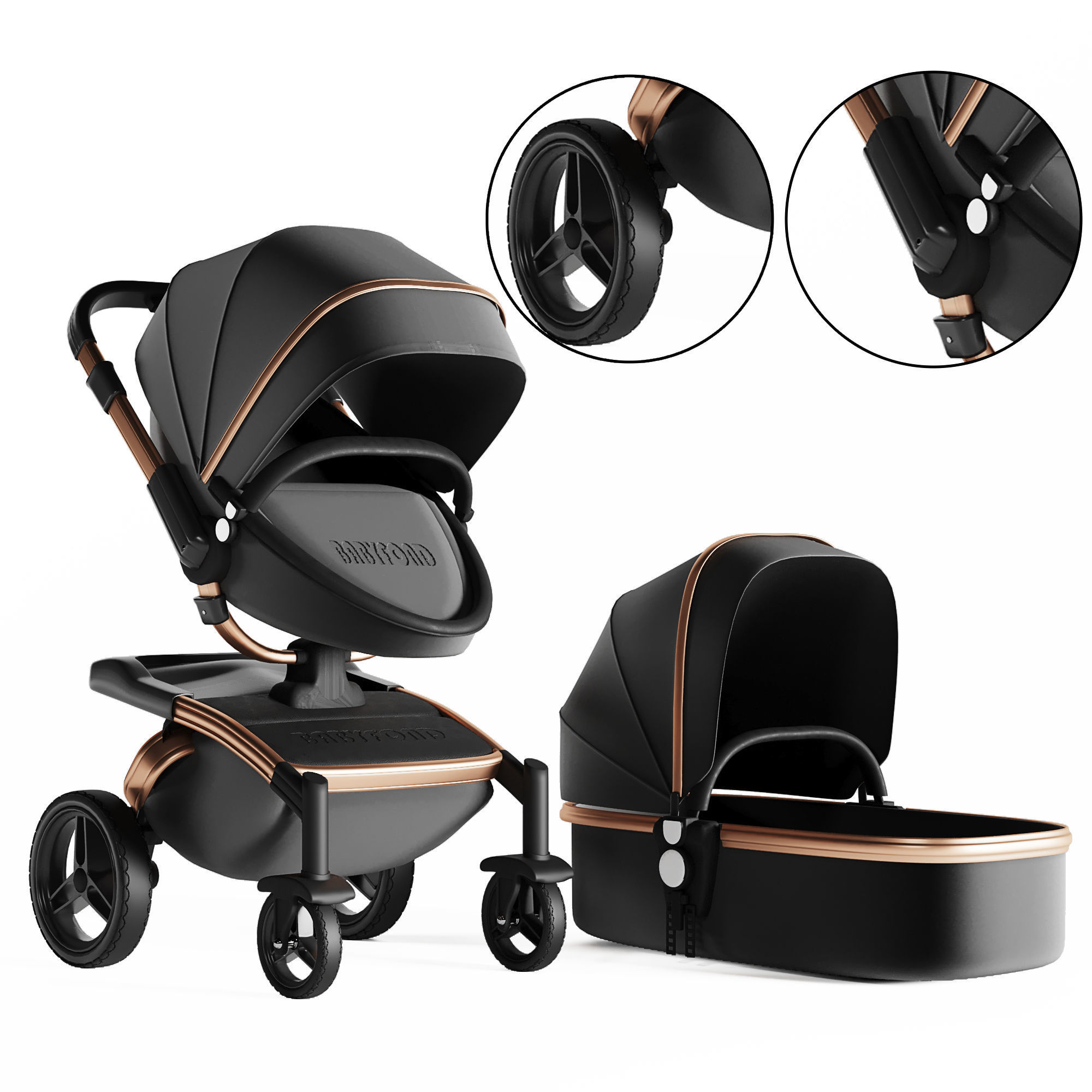 3dasset babyfond stroller and carriage 3D model_1