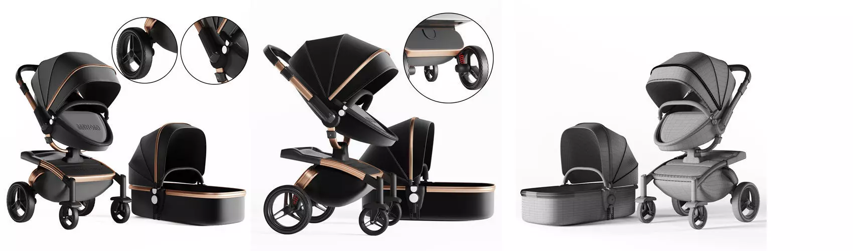 3dasset babyfond stroller and carriage 3D model_0