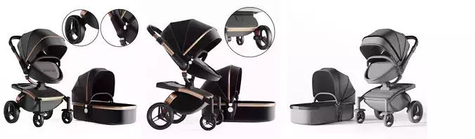 3dasset babyfond stroller and carriage 3D model
