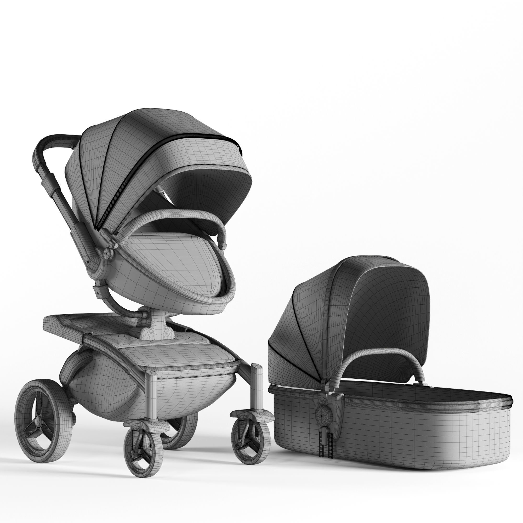 3dasset babyfond stroller and carriage 3D model_3