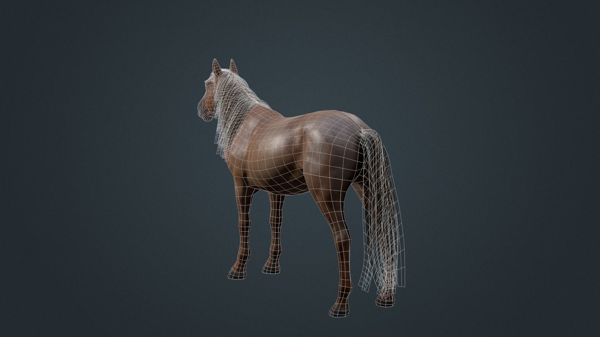 Game Asset PBR Texture 2 version horse Low-poly 3D model_30