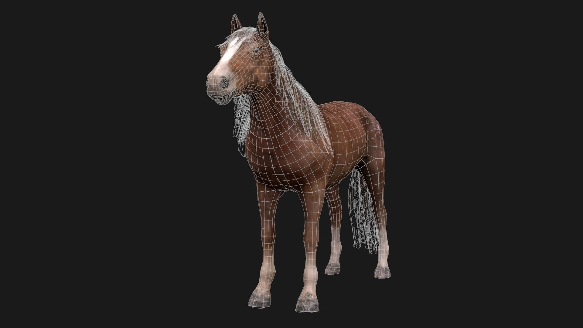 Game Asset PBR Texture 2 version horse Low-poly 3D model_8