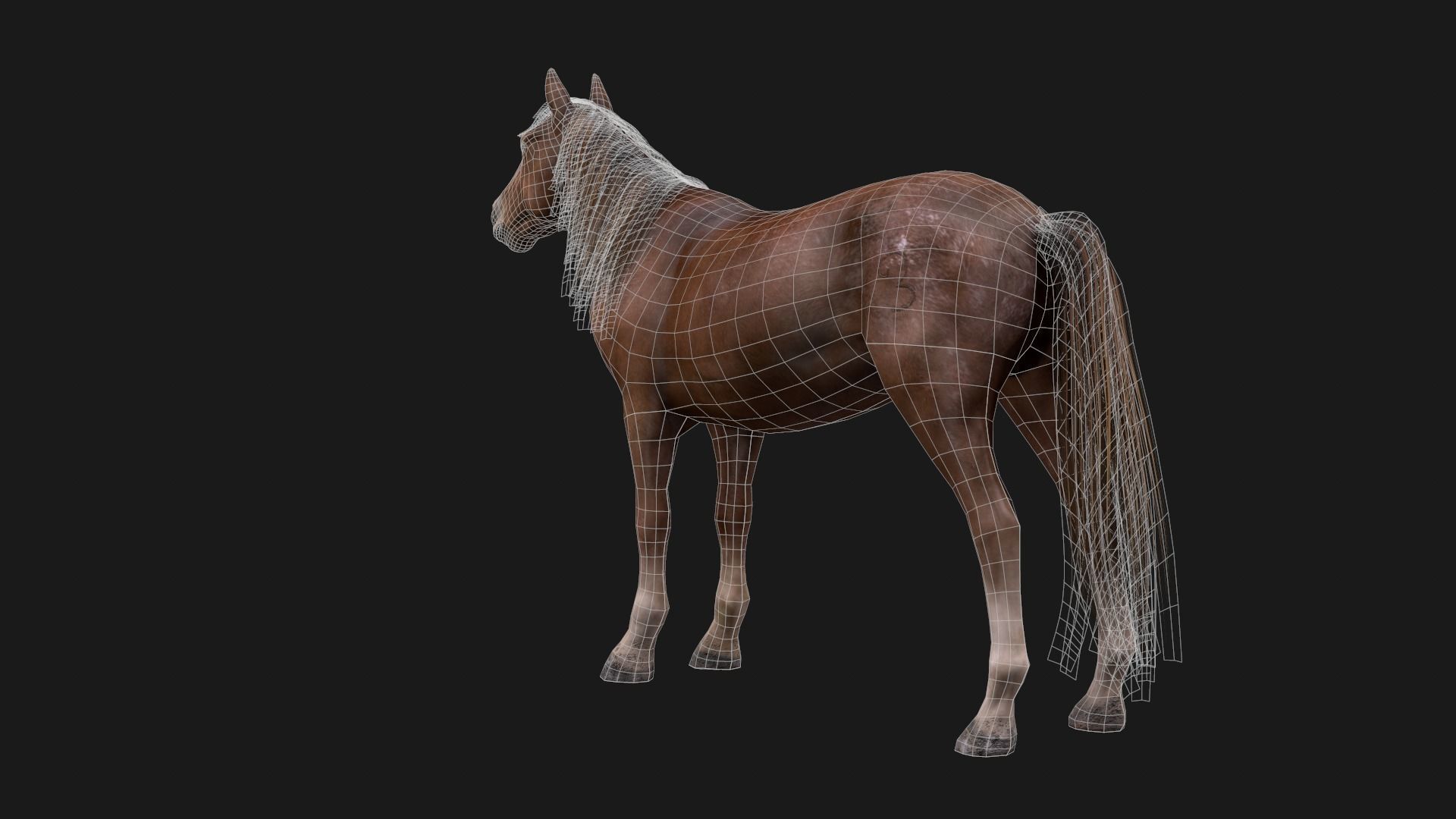 Game Asset PBR Texture 2 version horse Low-poly 3D model_4