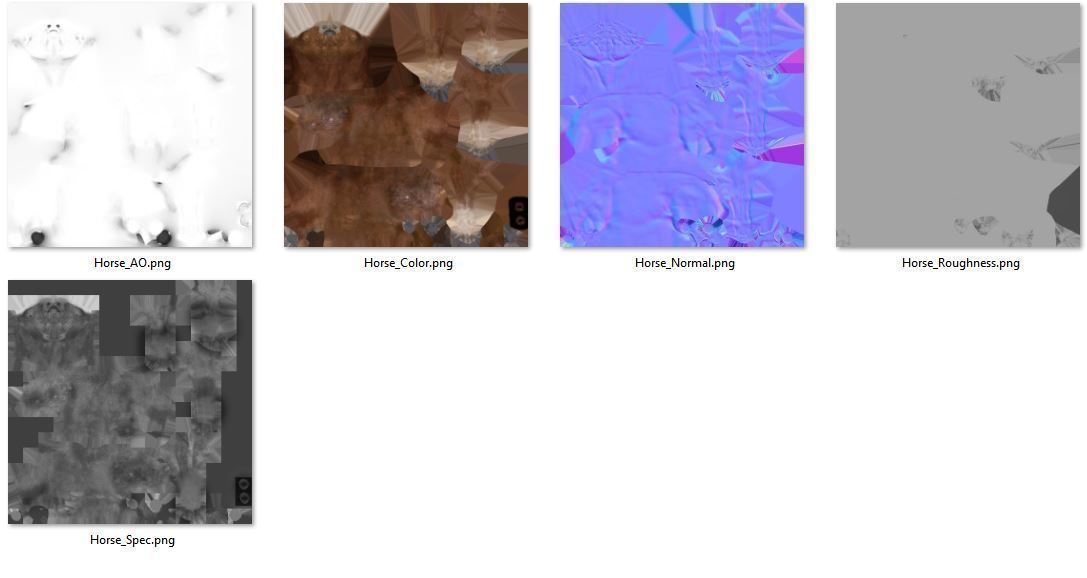 Game Asset PBR Texture 2 version horse Low-poly 3D model_34