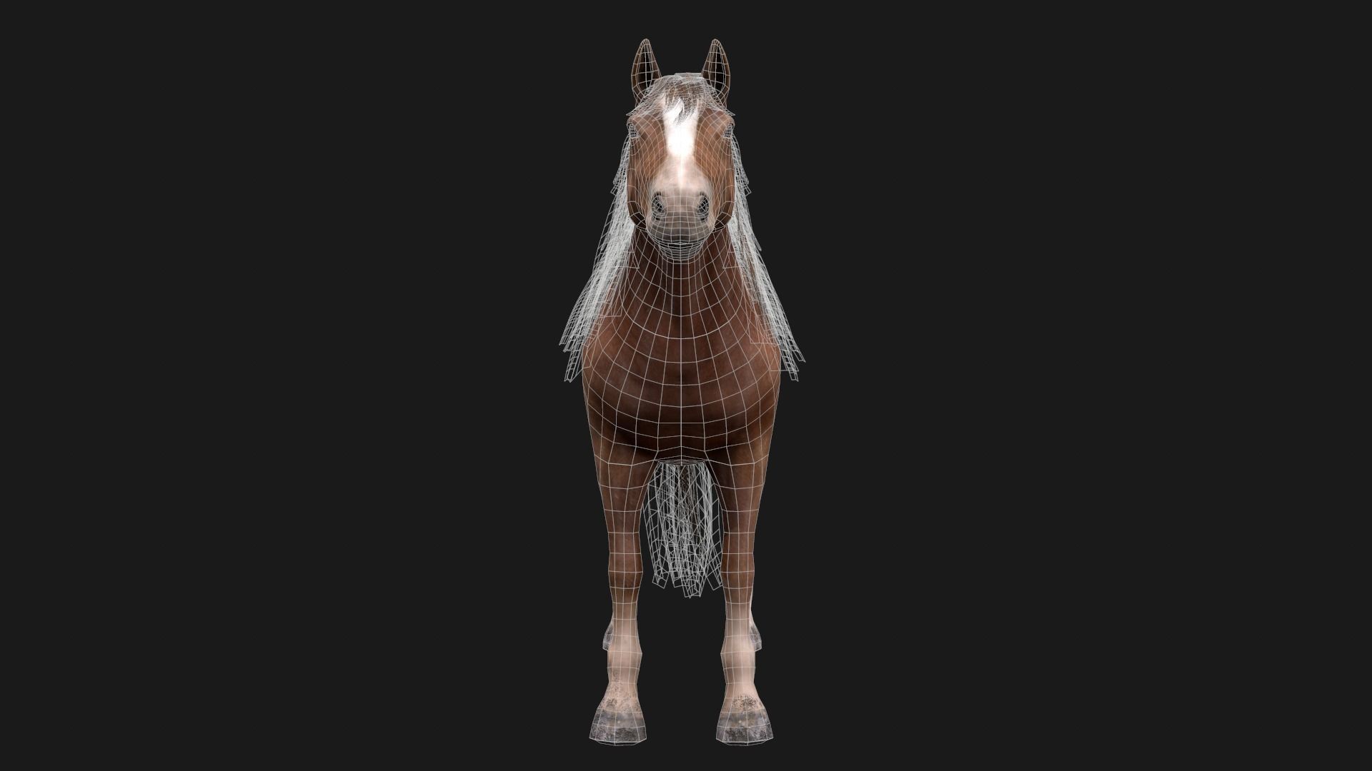 Game Asset PBR Texture 2 version horse Low-poly 3D model_3