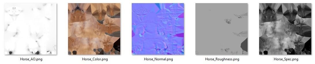 Game Asset PBR Texture 2 version horse Low-poly 3D model_33