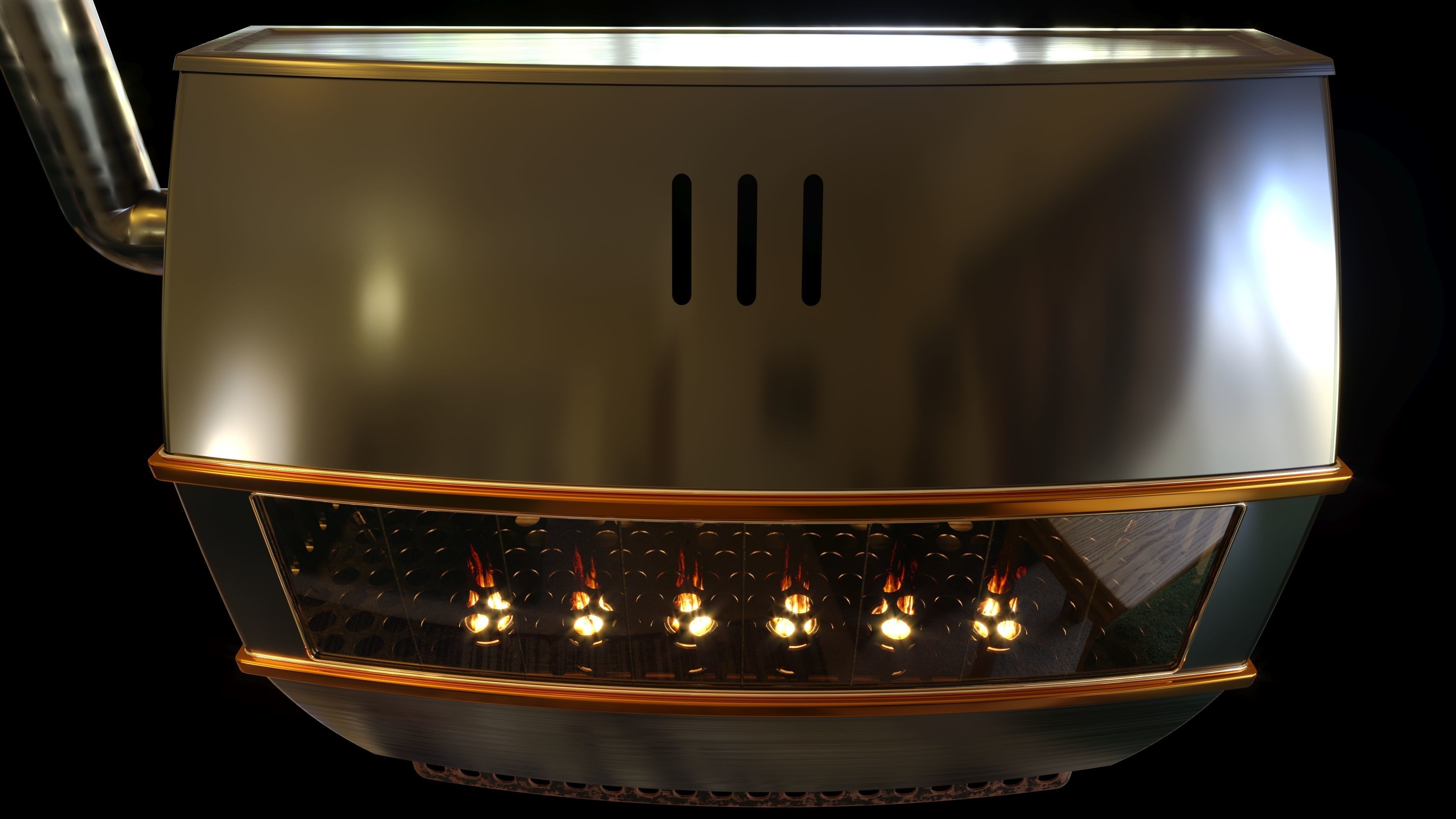 Vintage Large Petroleum Heater 3D model_3