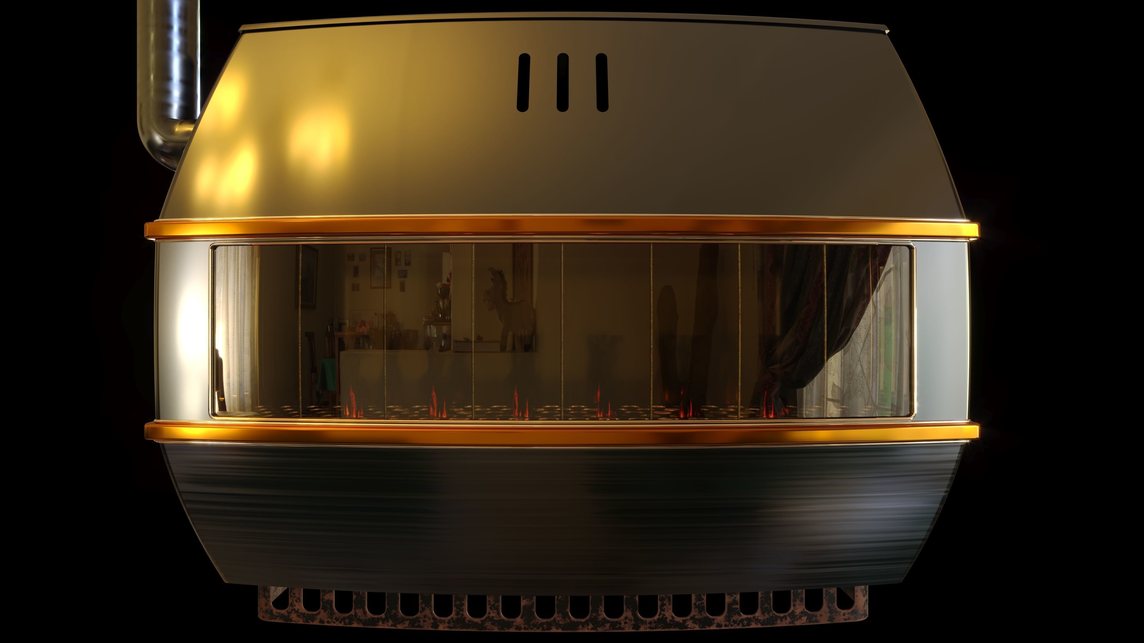 Vintage Large Petroleum Heater 3D model_1