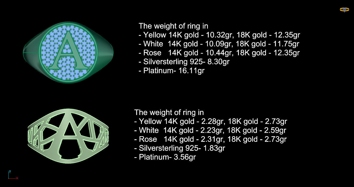 Signet ring with letter A 3D print model_18