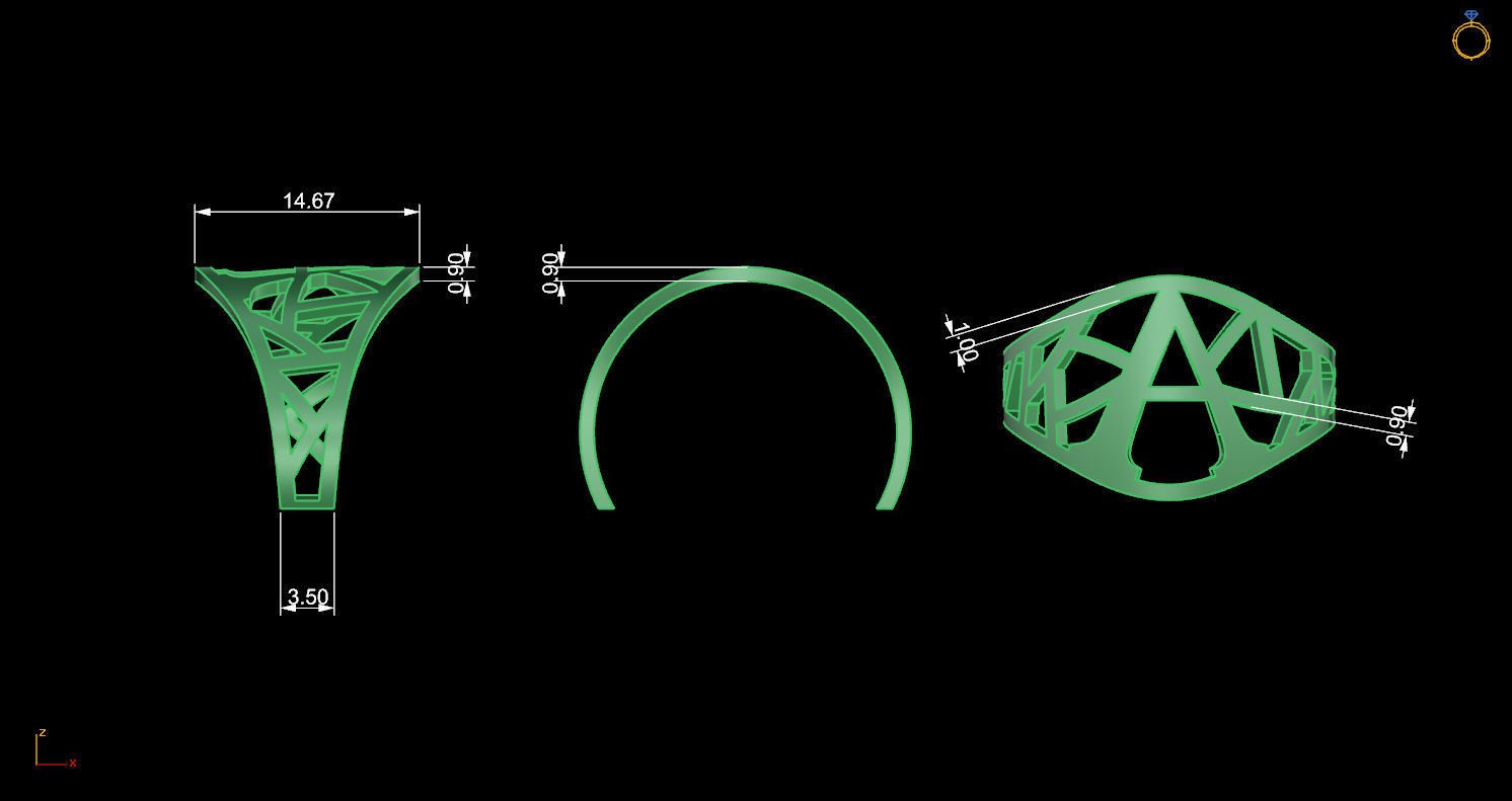 Signet ring with letter A 3D print model_15