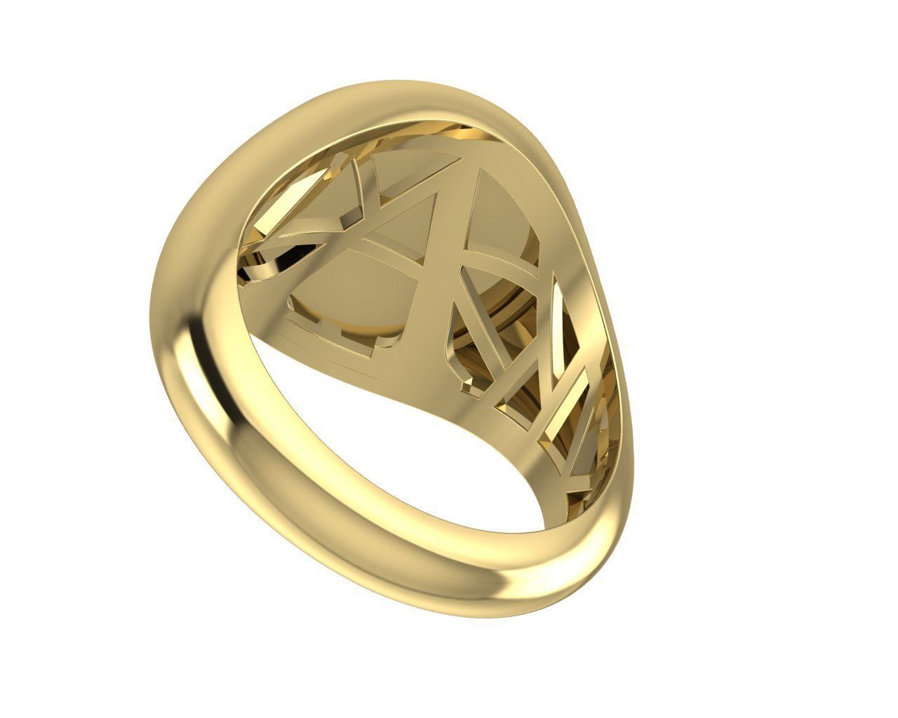 Signet ring with letter A 3D print model_4