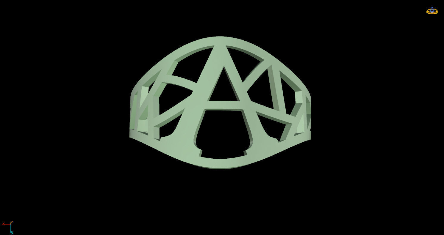 Signet ring with letter A 3D print model_12