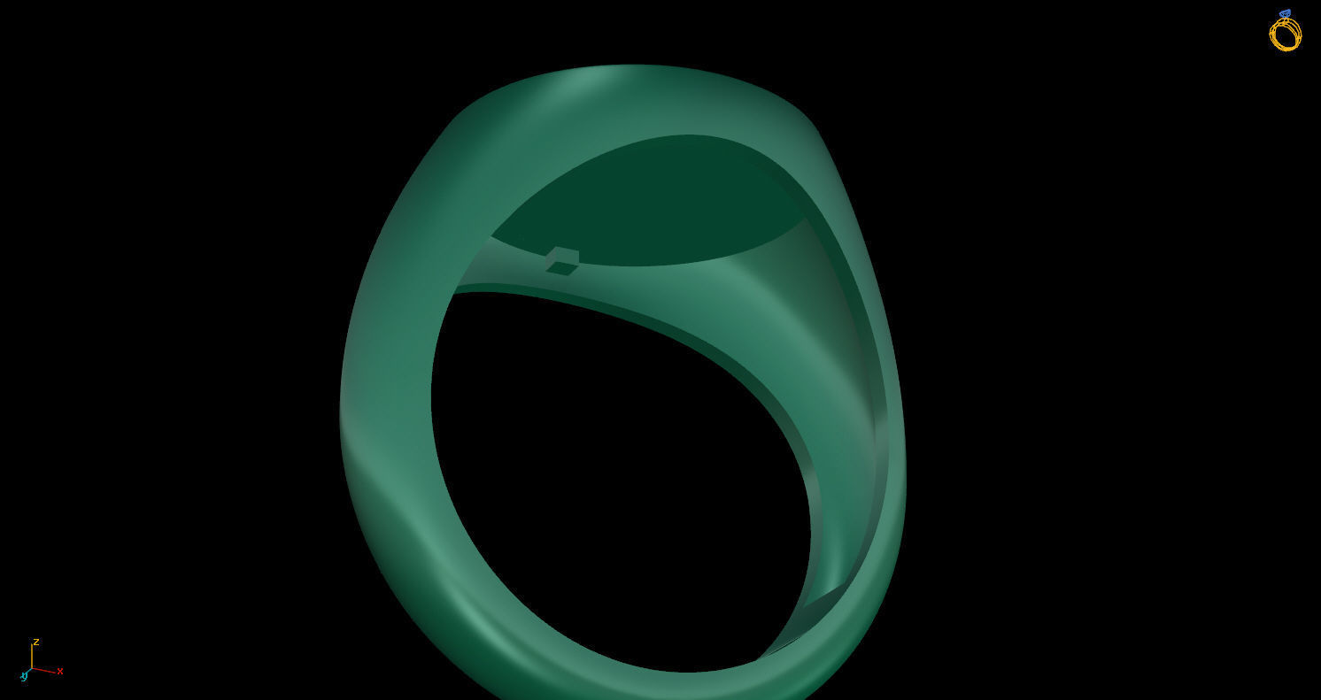 Signet ring with letter A 3D print model_9
