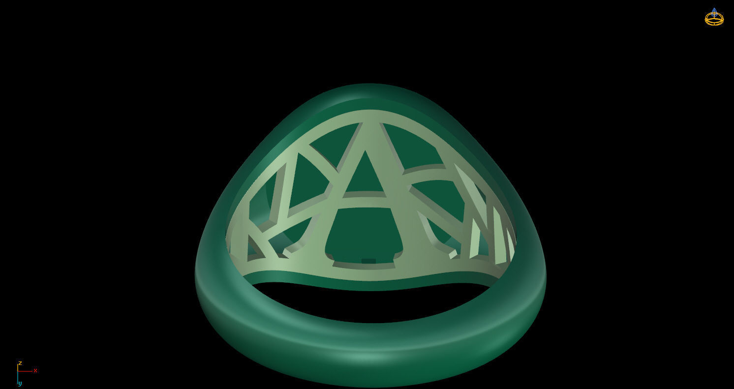 Signet ring with letter A 3D print model_11