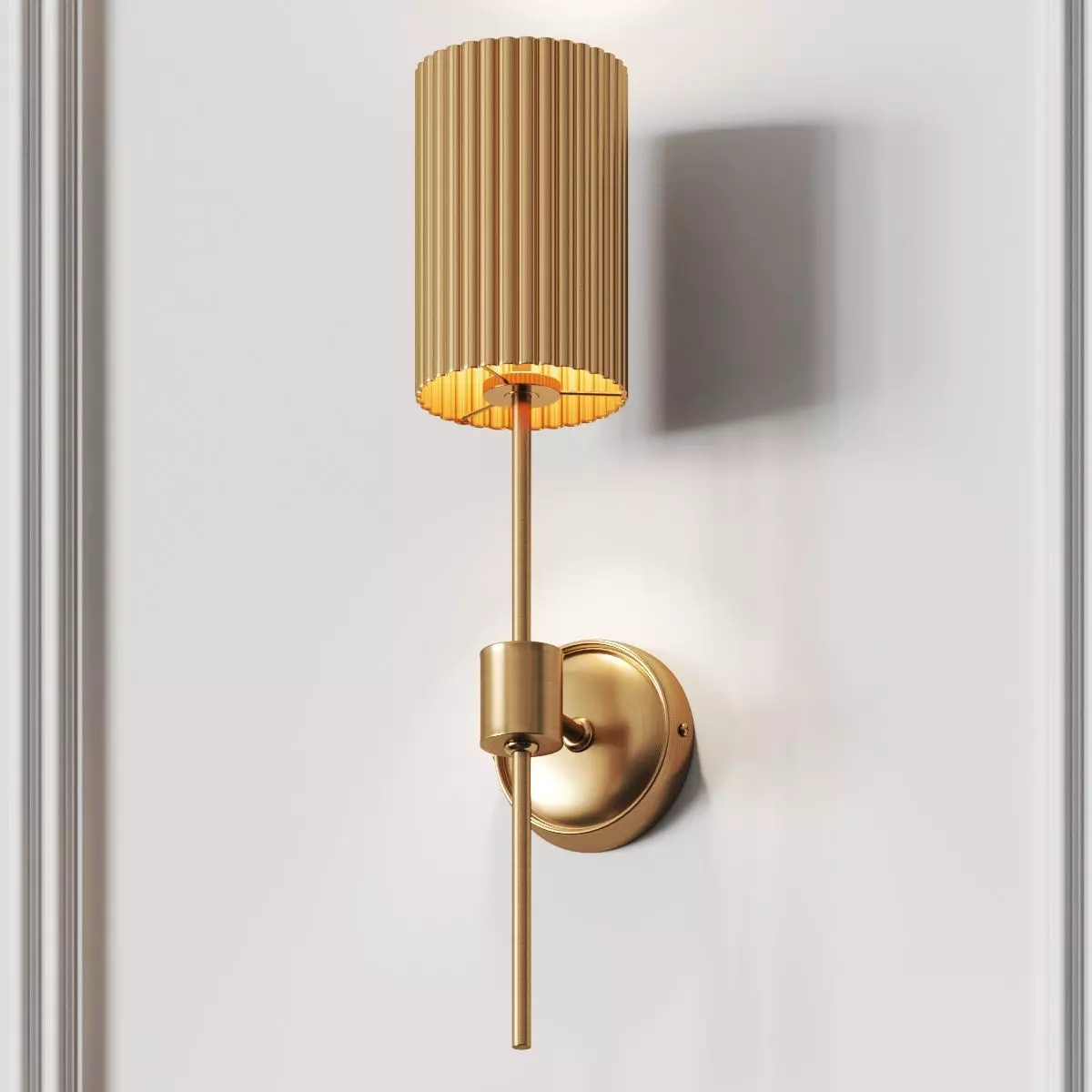 CB2 Exclusive Fluted Gold Wall Lamp 3D model_0