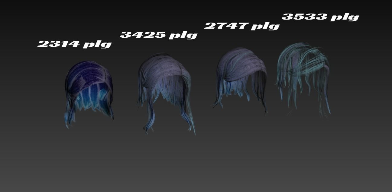 Hair Low-Poly Low-poly 3D model_33