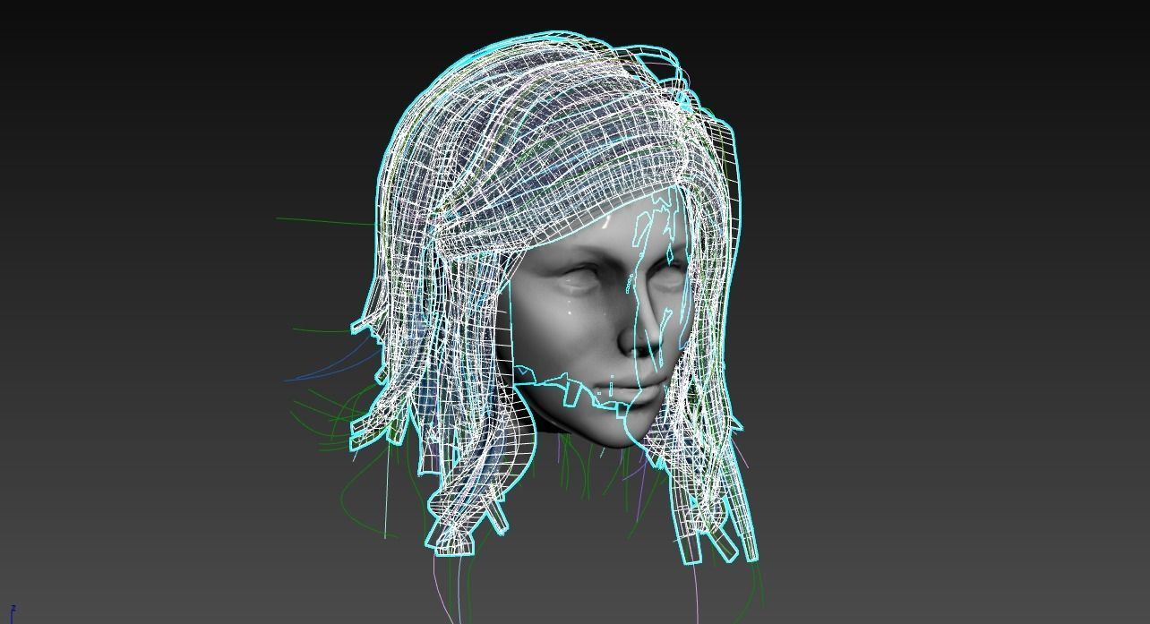 Hair Low-Poly Low-poly 3D model_25