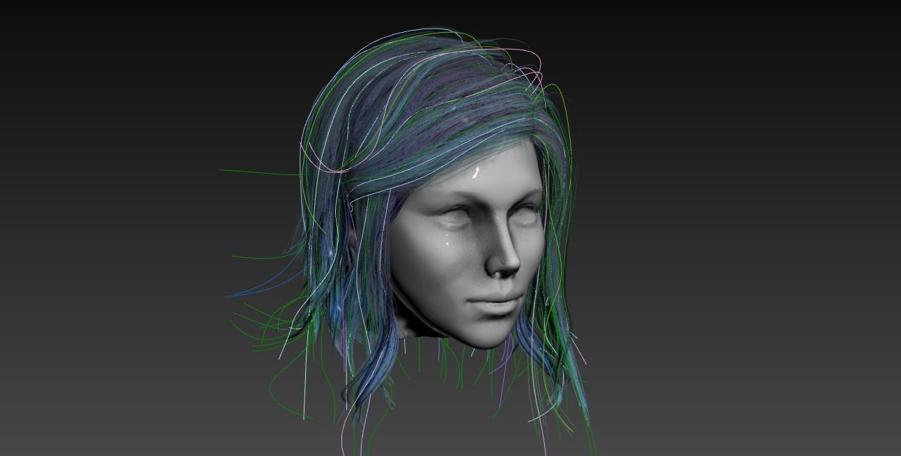 Hair Low-Poly Low-poly 3D model_24
