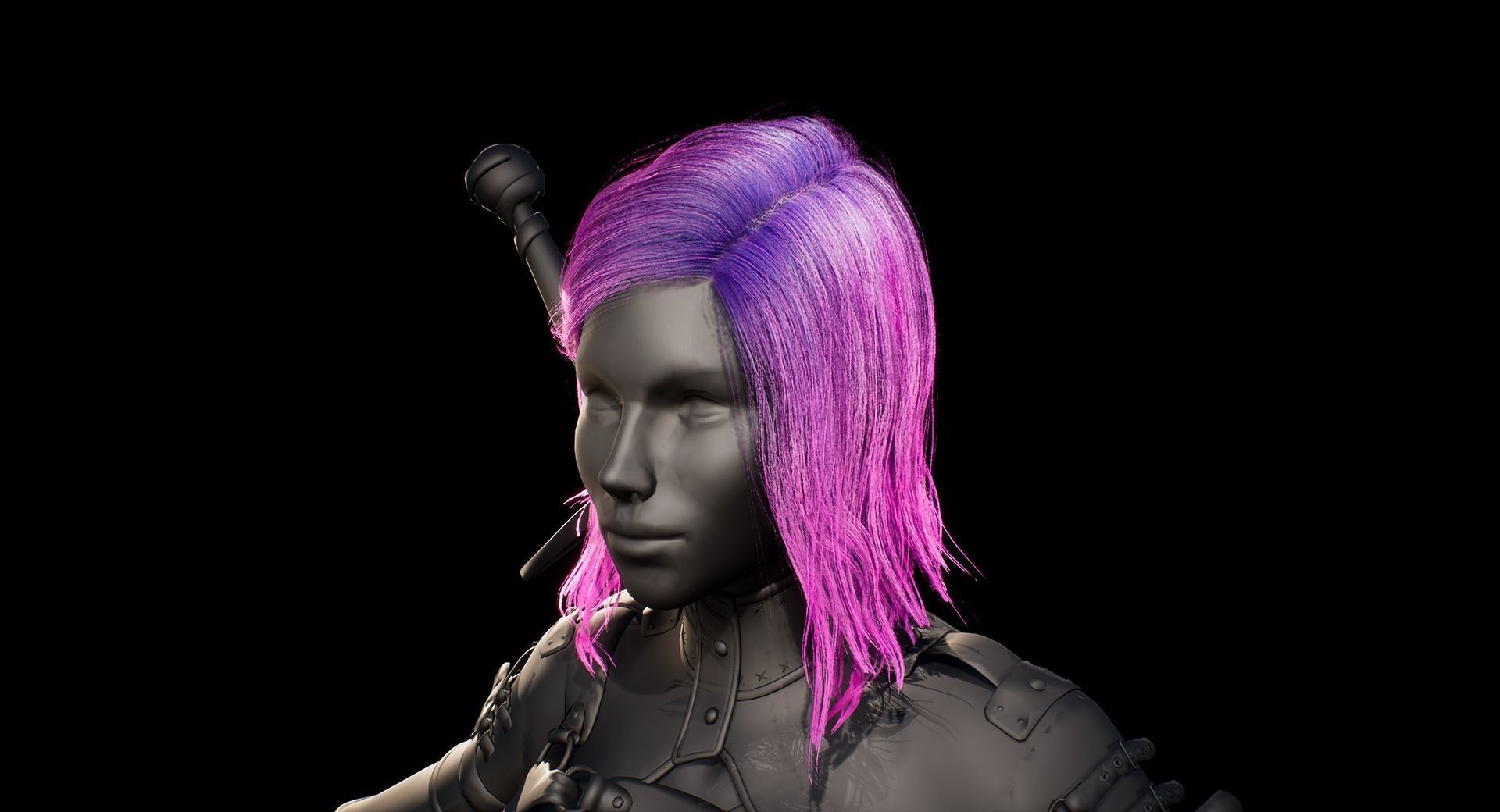 Hair Low-Poly Low-poly 3D model_14