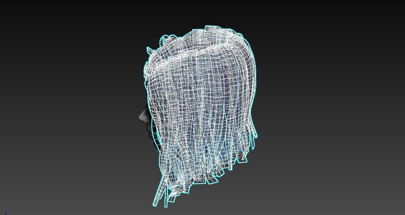 Hair Low-Poly Low-poly 3D model_29