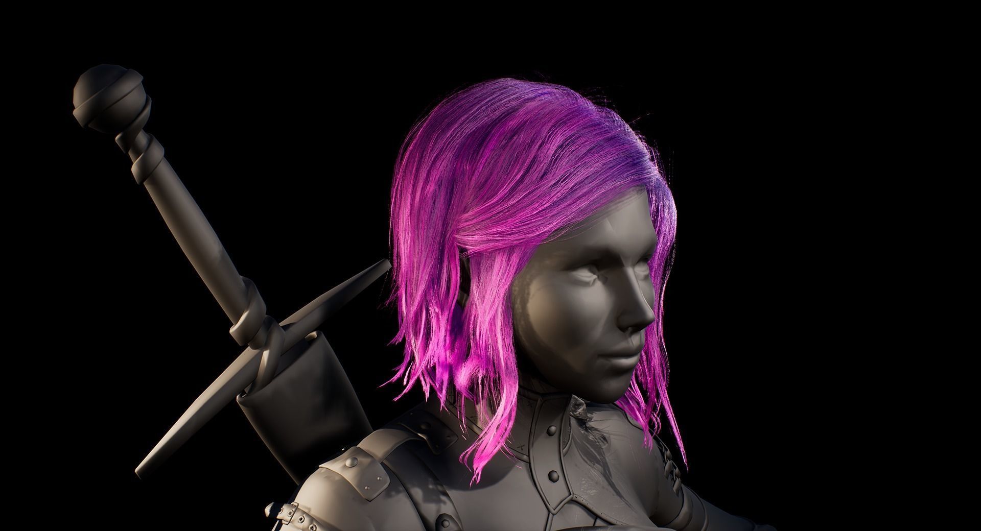 Hair Low-Poly Low-poly 3D model_15