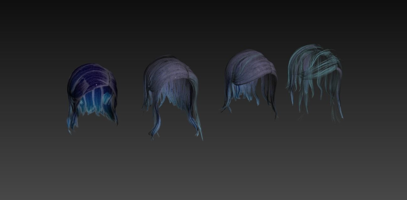 Hair Low-Poly Low-poly 3D model_26