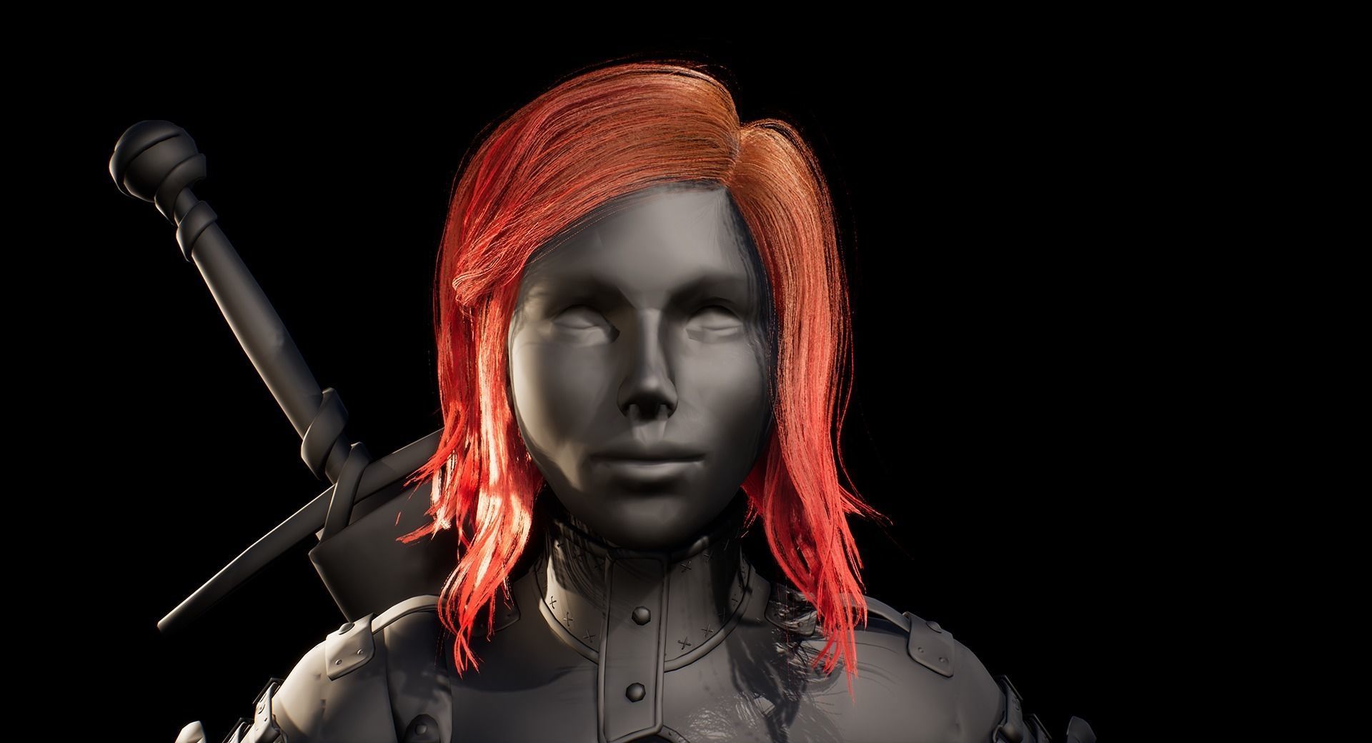 Hair Low-Poly Low-poly 3D model_7