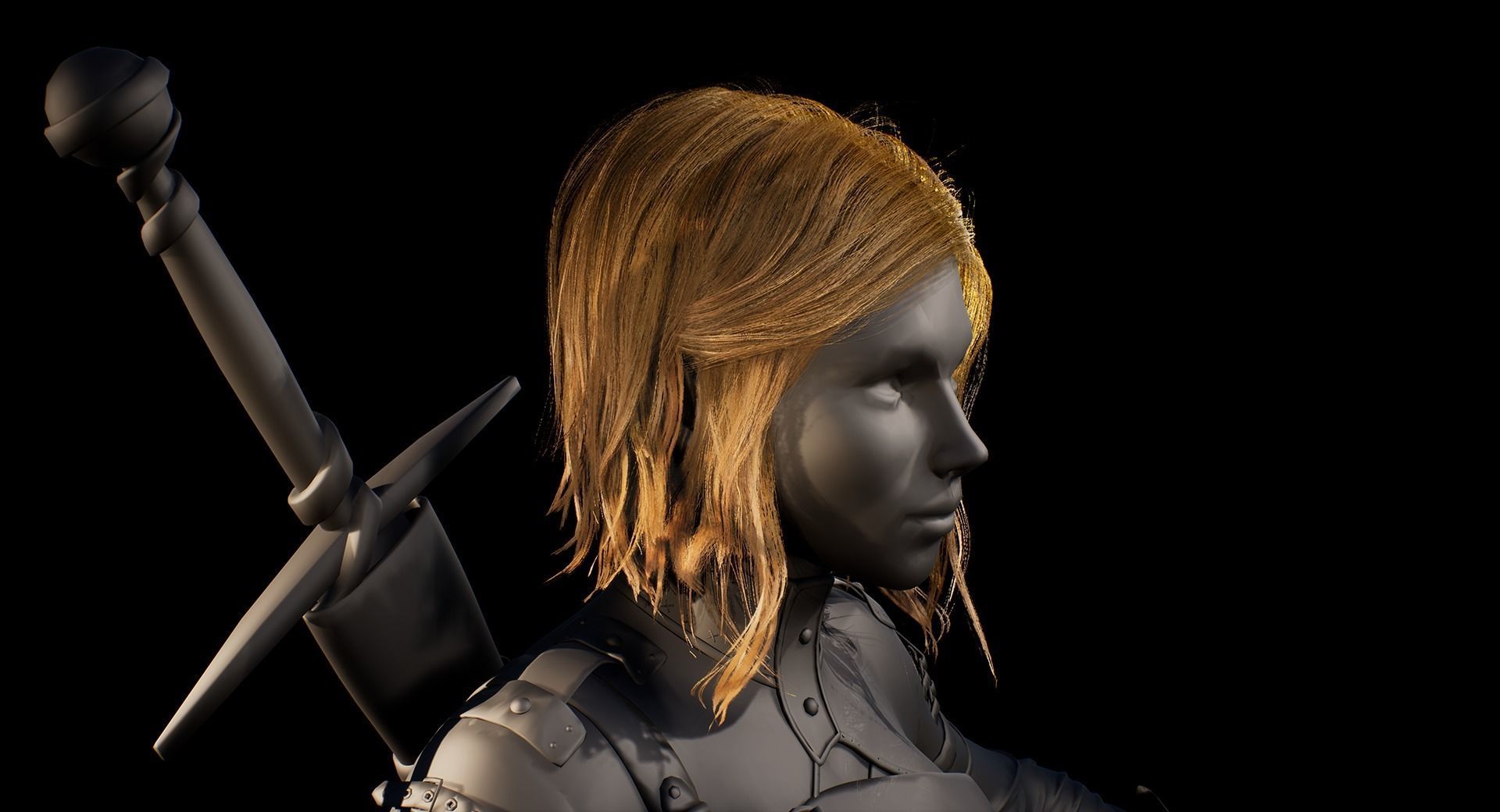 Hair Low-Poly Low-poly 3D model_11