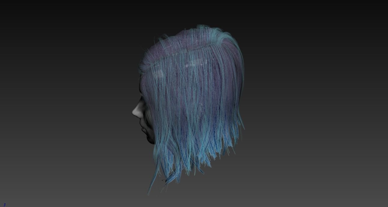 Hair Low-Poly Low-poly 3D model_28
