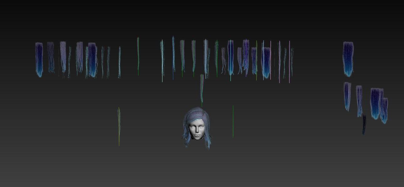 Hair Low-Poly Low-poly 3D model_32