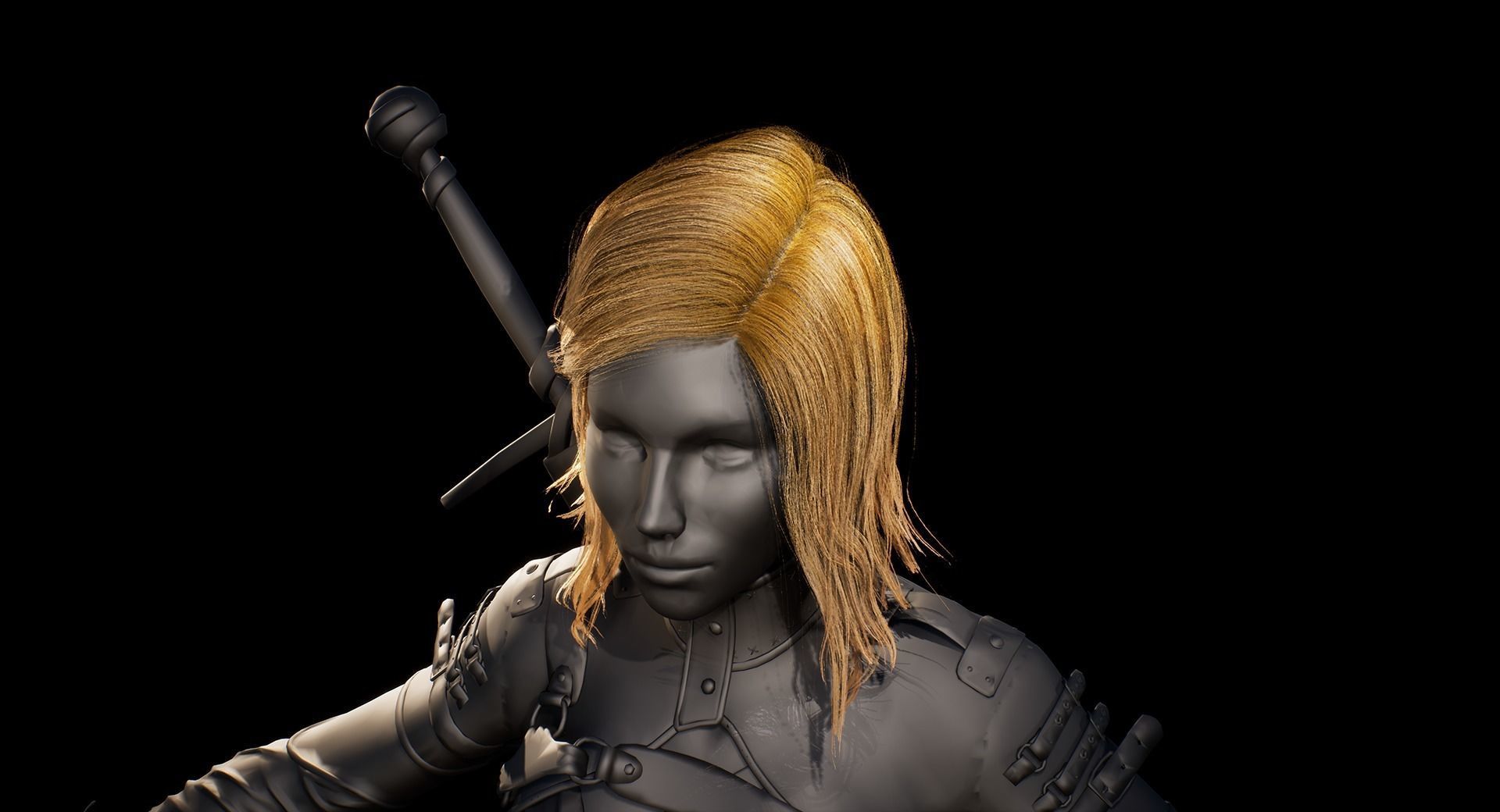 Hair Low-Poly Low-poly 3D model_10