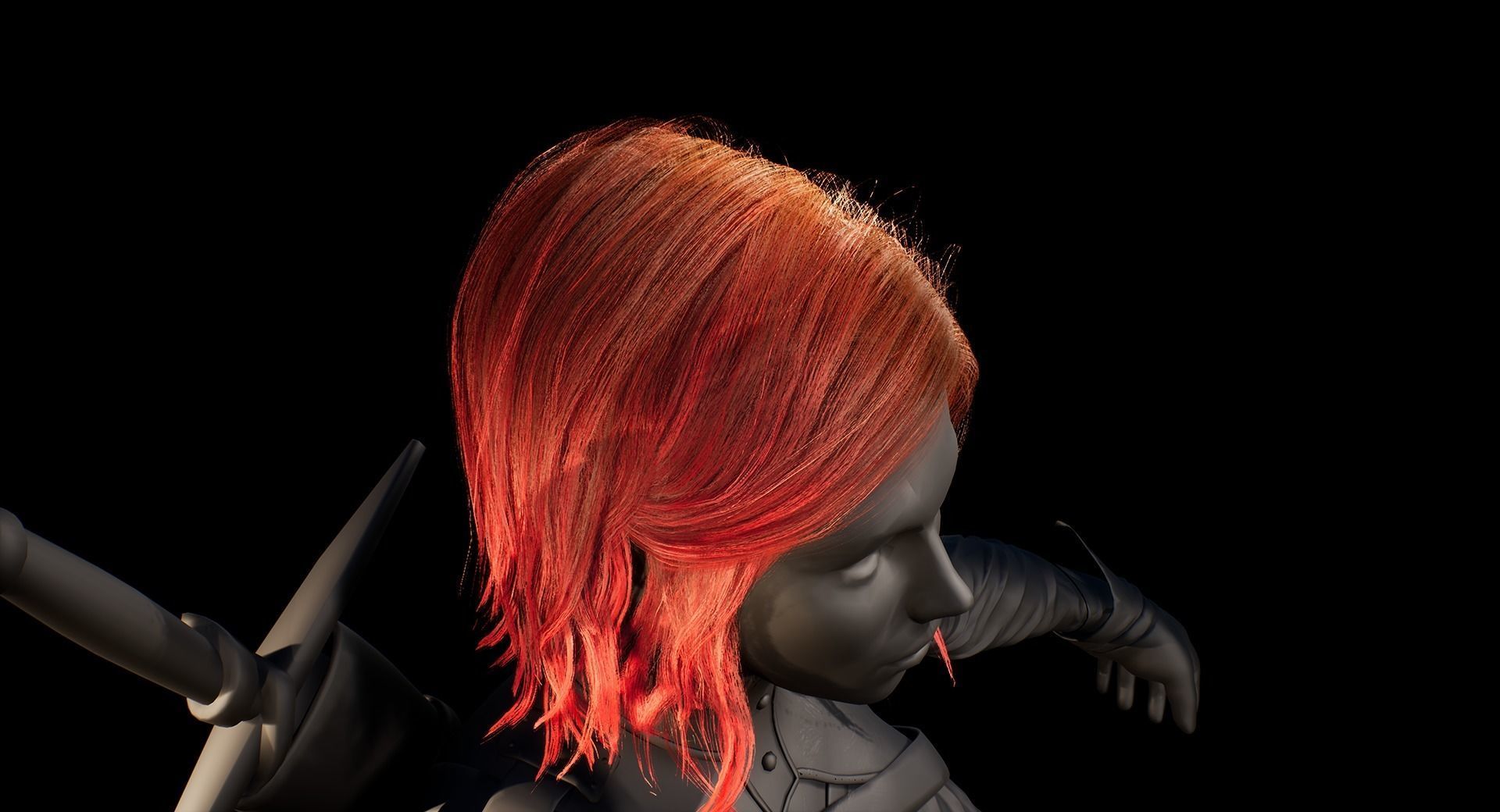 Hair Low-Poly Low-poly 3D model_9