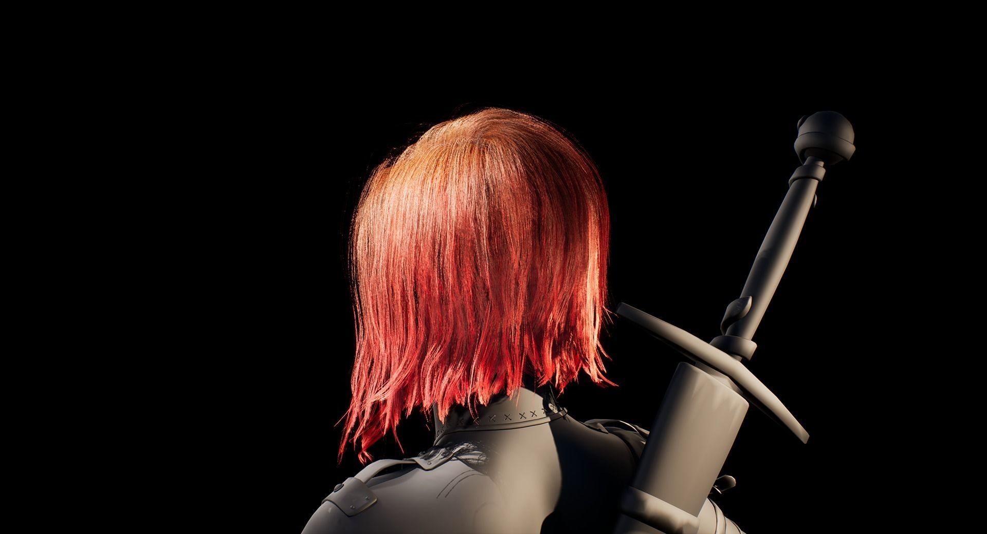 Hair Low-Poly Low-poly 3D model_4