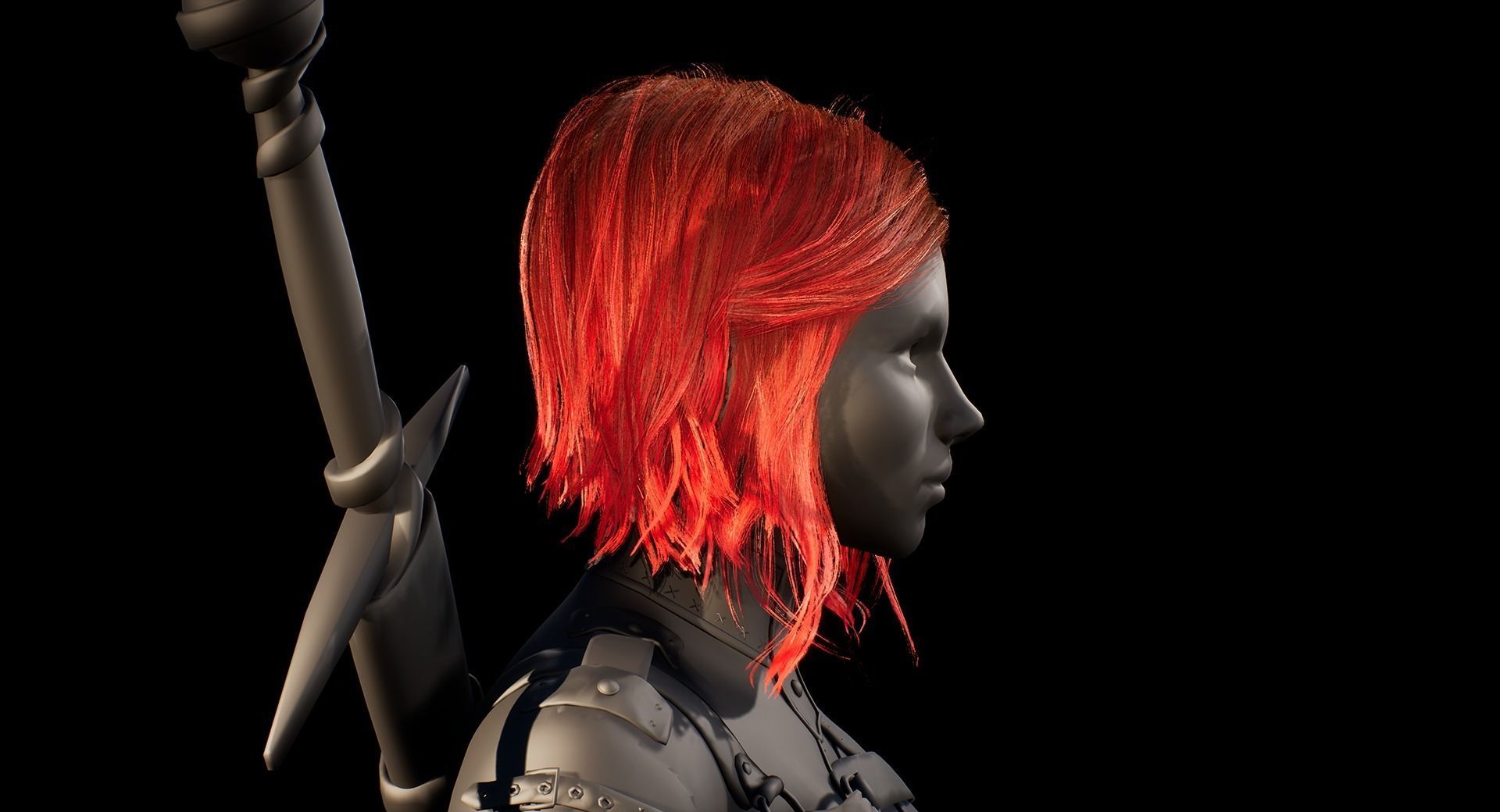 Hair Low-Poly Low-poly 3D model_2