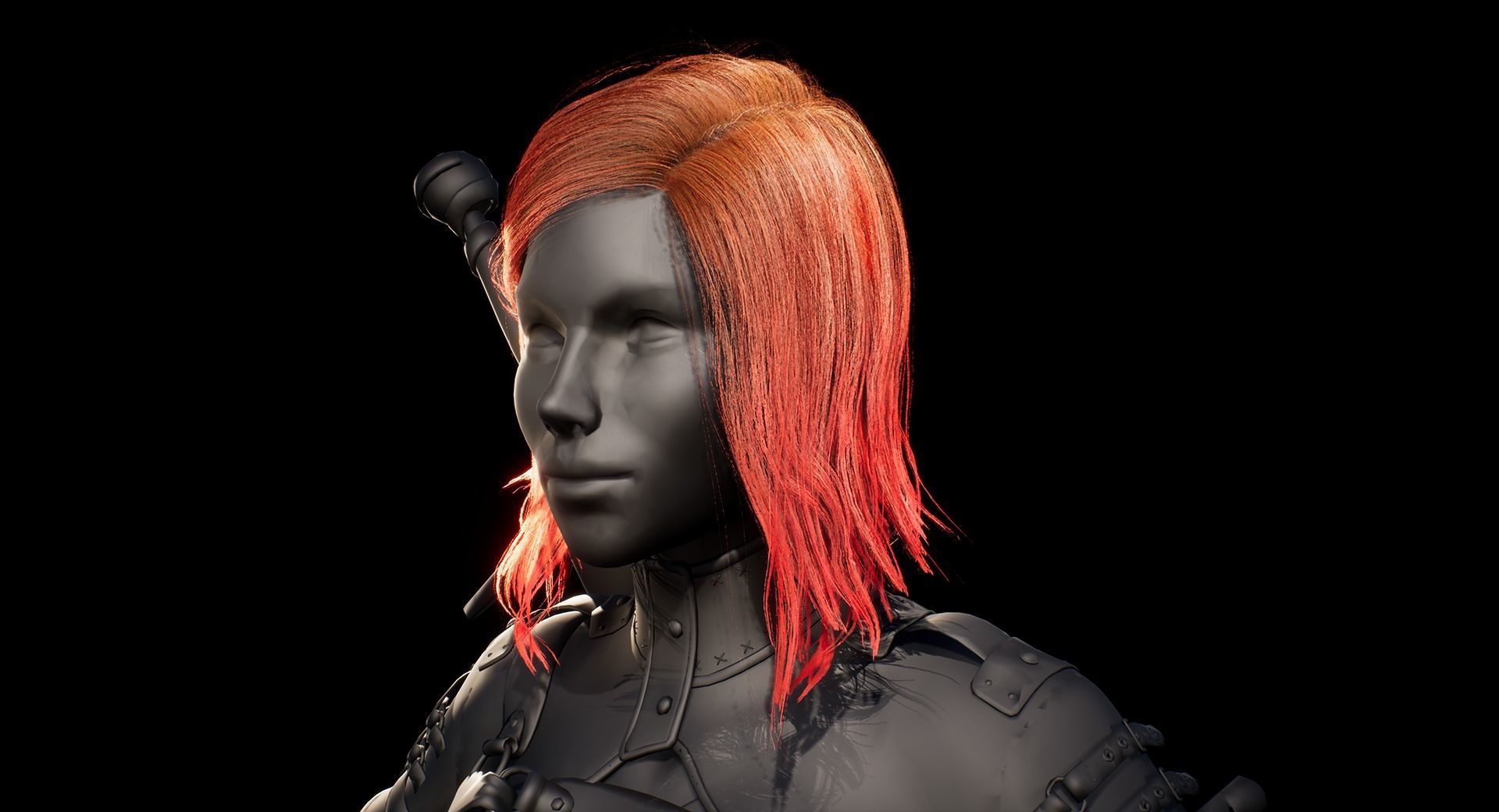 Hair Low-Poly Low-poly 3D model_6