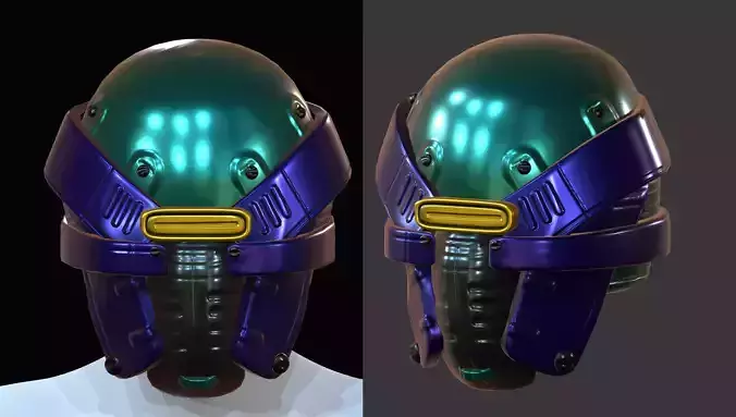 Helmet plastic mask  Low-poly 3D model