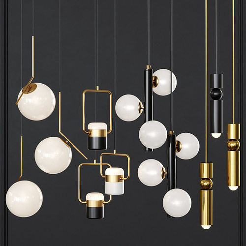 Pendant lights set 028 3D model