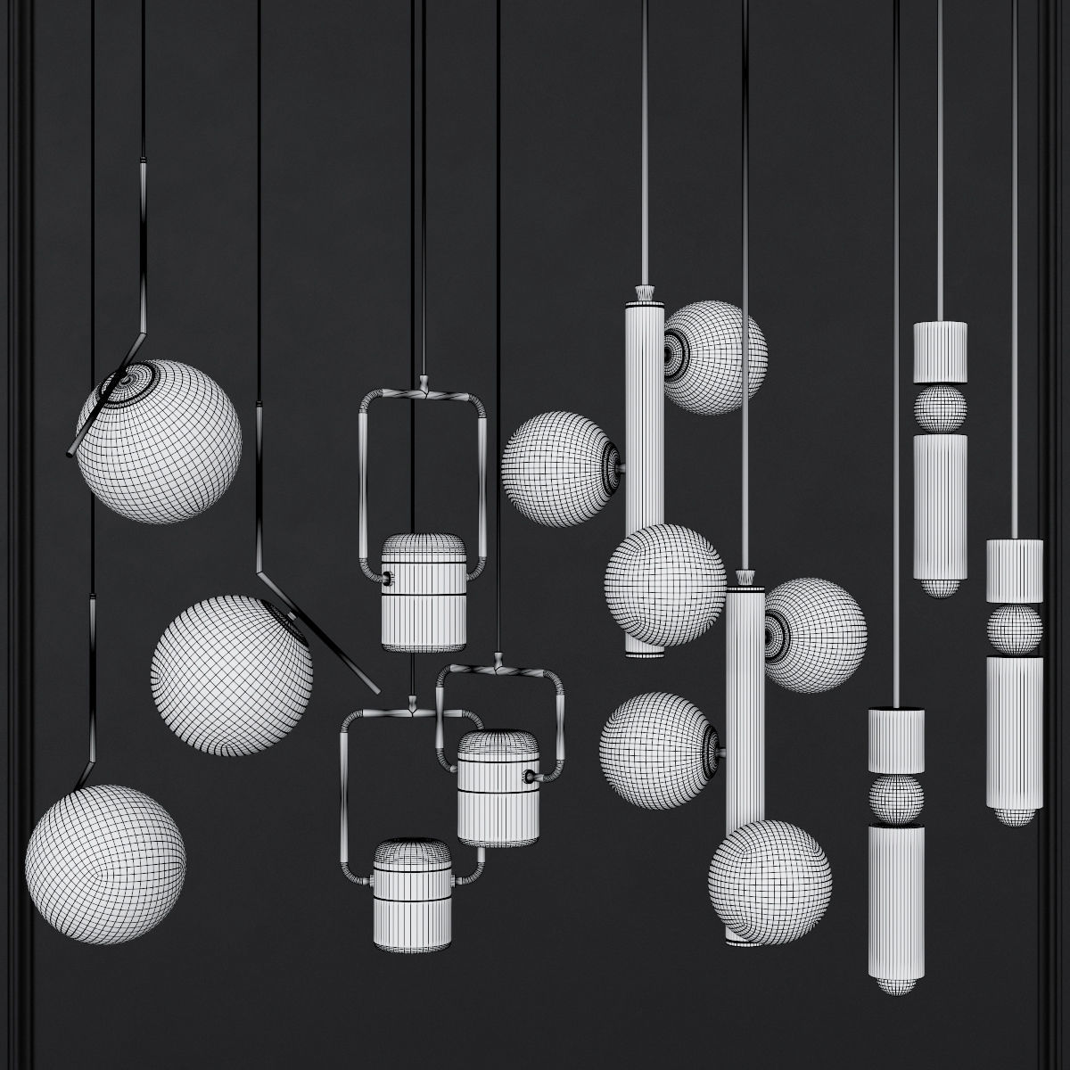 Pendant lights set 028 3D model_1