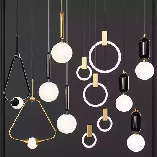 Pendant lights set 032 3D model
